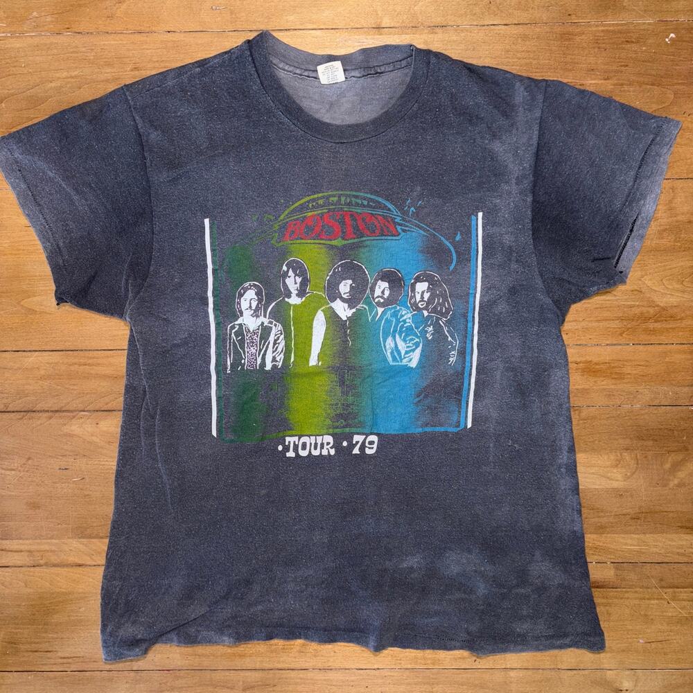 Vintage 1979 Boston Band Tour Shirt Single Stitch 70s Rock Concert Tee Faded